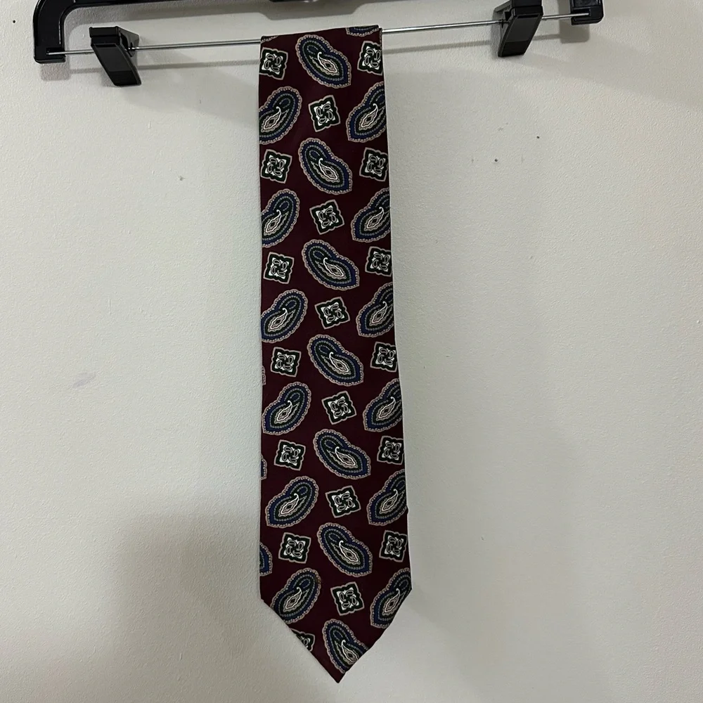 Christian Dior Monsieur Men’s Paisley Tie Made‎ In USA Maroon